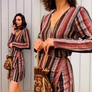 Rails Lola Wrap Dress in Varadero Stripe Size XS Dark Neutral Blues/Purple